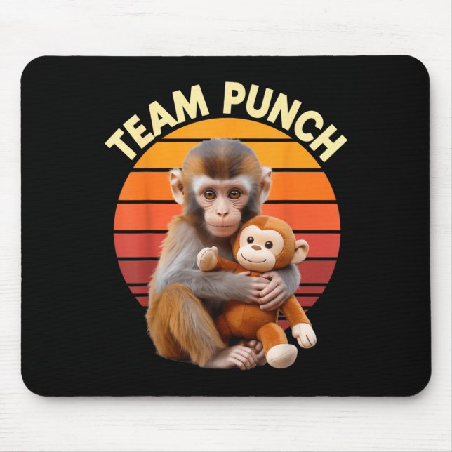Team Punch Monkey Plush Retro Sun Mouse Pad (Front)