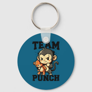 Team punch tough baby monkey plush toy meme key ring