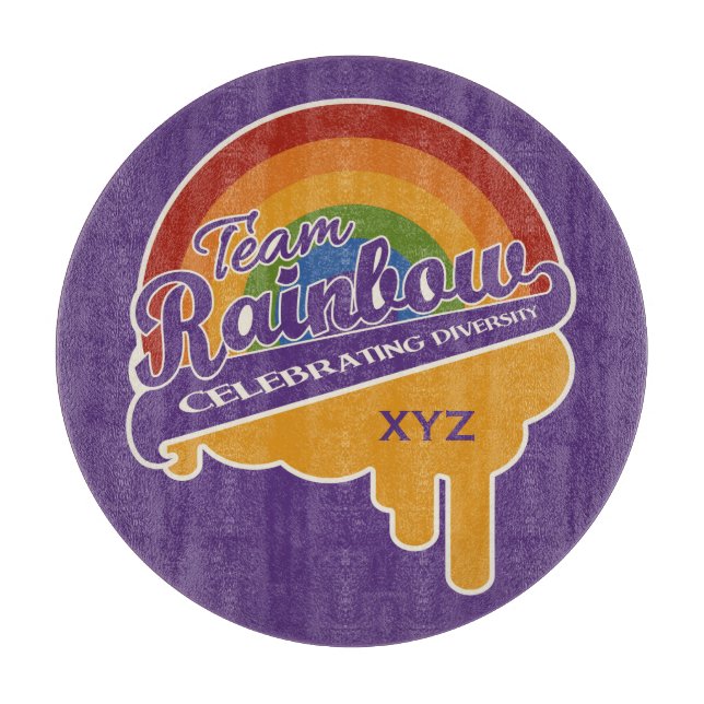 Team Rainbow custom cutting board (Front)