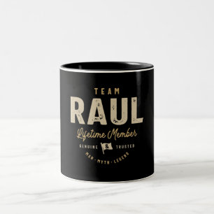 Team Raul Lifetime Member Personalised Name Two-Tone Coffee Mug