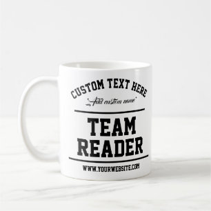 Team Reader. Modern White and Black. Text Template Coffee Mug
