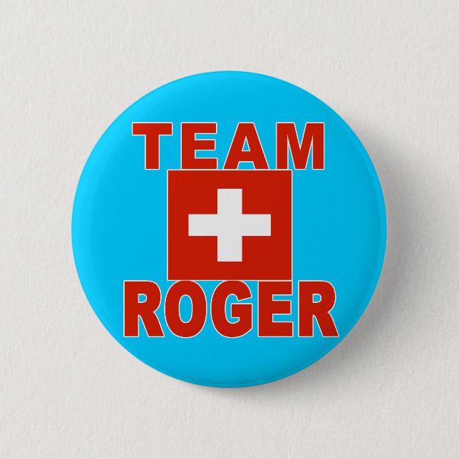 Team Roger with Swiss Flag 6 Cm Round Badge (Front)