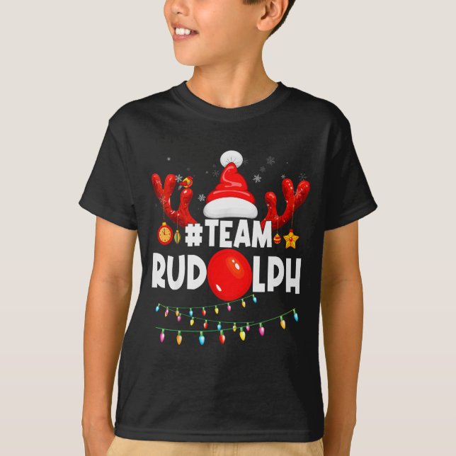 Team Rudolph-cool Christmas Reindeer Costume  T-Shirt (Front)