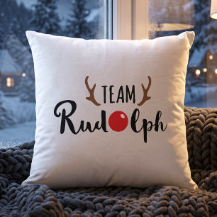 Team Rudolph - Red Nose Reindeer Holiday Cushion