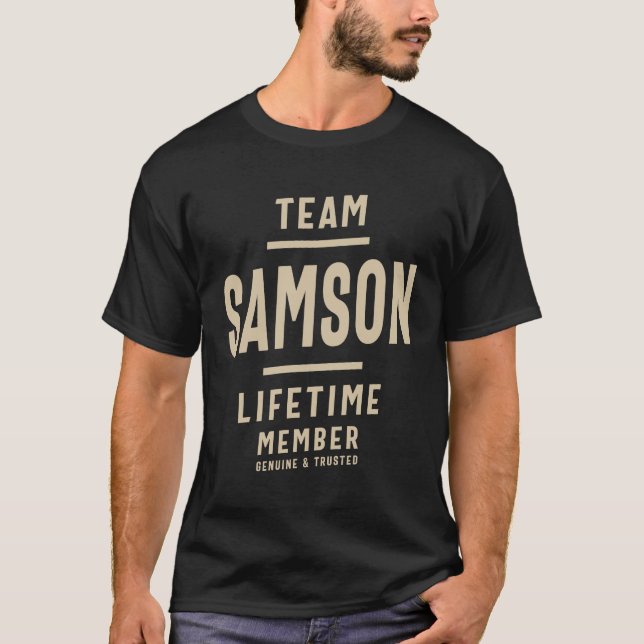 Team Samson Lifetime Member - Name Samson T-Shirt (Front)