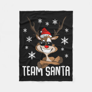 Team Santa Christmas Reindeer Fleece Blanket