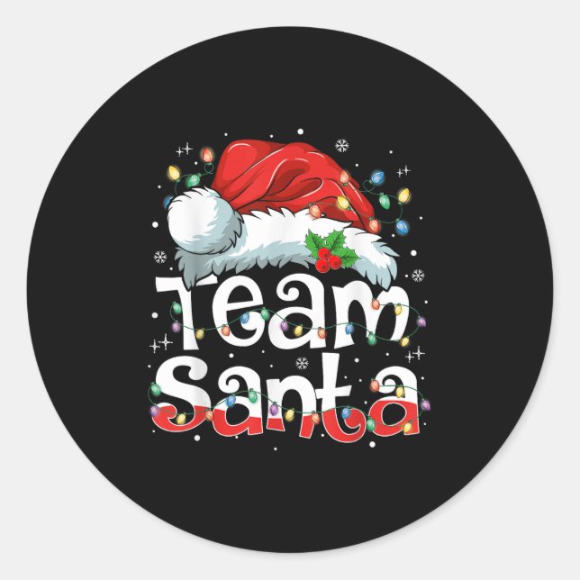 Team Santa Claus Christmas Family Matching Pajama  Classic Round Sticker (Front)