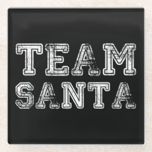 Team Santa Funny Christmas Glass Coaster