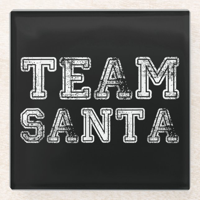 Team Santa Funny Christmas Glass Coaster (Front)