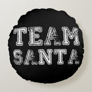 Team Santa Funny Christmas Round Cushion