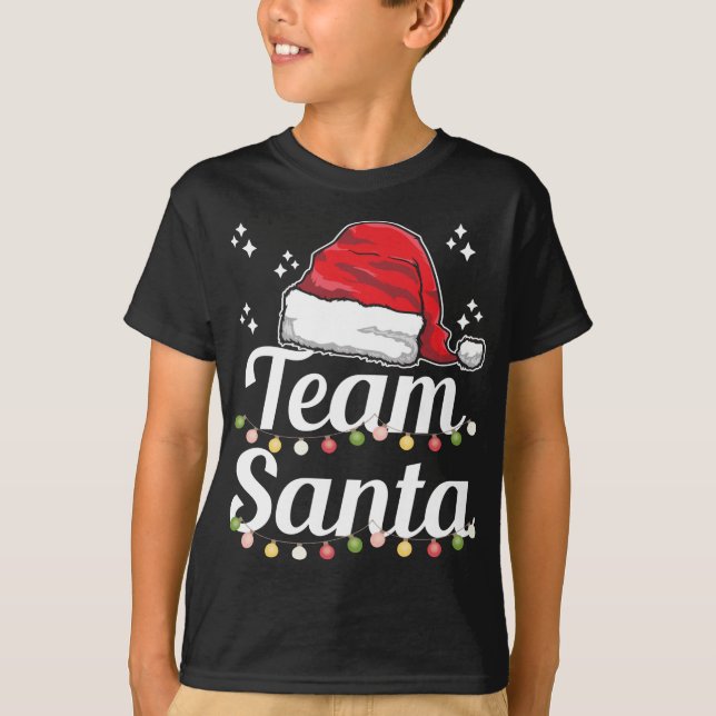Team Santa Hat Funny Family Matching Christmas Paj T-Shirt (Front)