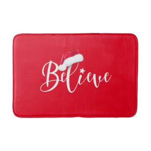 Team Santa - Merry Christmas Design with Red Hat Bath Mat