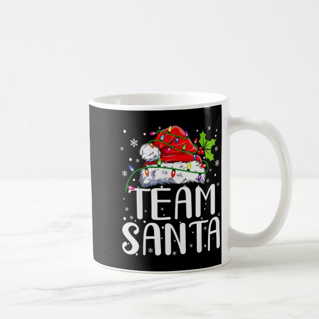 Team Santa Red Plaid Claus Hat Christmas Lights Pa Coffee Mug (Right)