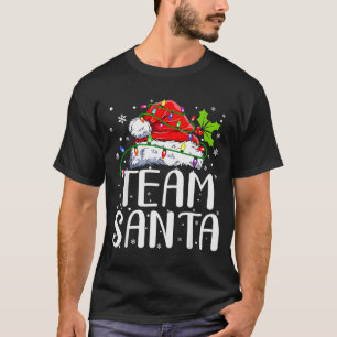 Team Santa Red Plaid Claus Hat Christmas Lights Pa T-Shirt