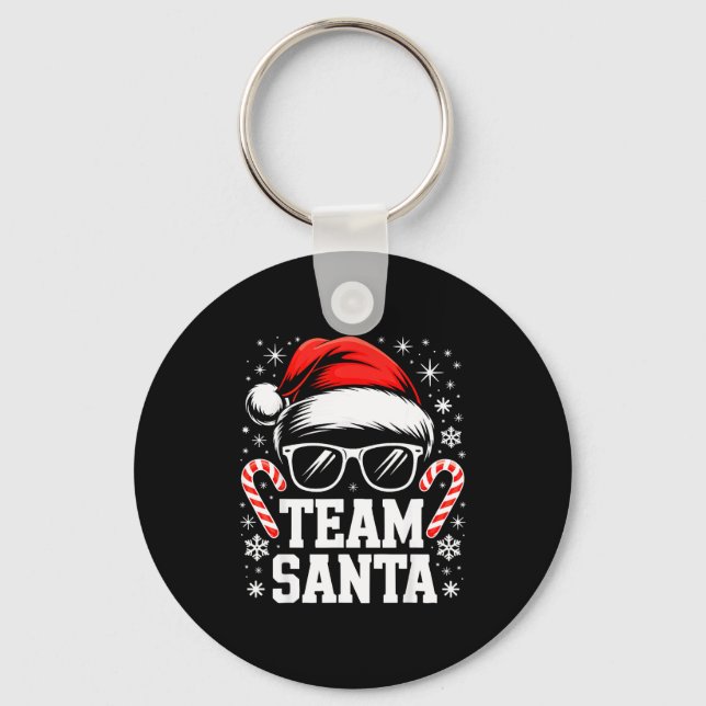 Team Santa Shirt Adult Kids Christmas Santa Squad  Key Ring (Front)