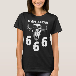 Team Satan 666 Satanic Devil Skull Occult Goat Bap T-Shirt