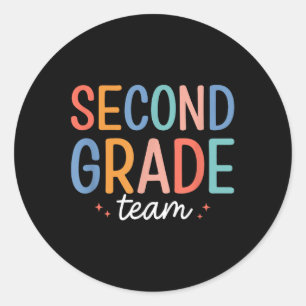 Team Second Grade 2nd Grade Teacher Squad Back To Classic Round Sticker
