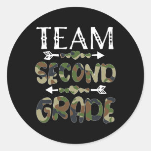 Team Second Grade Byck To School 1st Day Camo Teac Classic Round Sticker