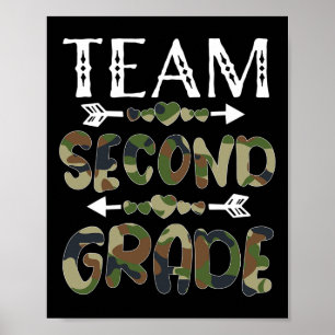 Team Second Grade Byck To School 1st Day Camo Teac Poster