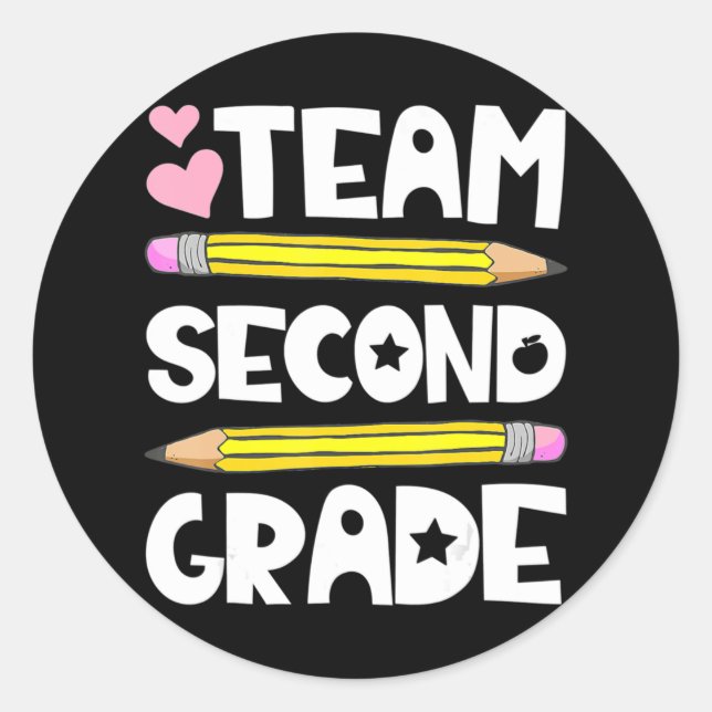 Team Second Grade Fun 2nd Back To School Teacher S Classic Round Sticker (Front)