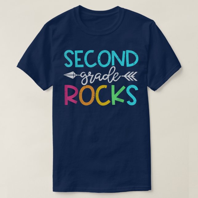 Team Second Grade Funny Hello 2nd Grade Rocks Back T-Shirt (Design Front)