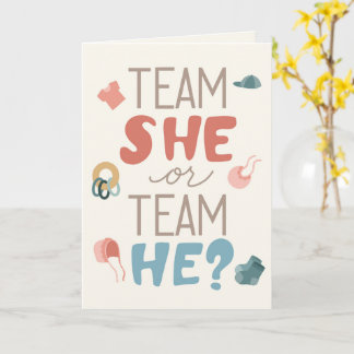 Team She or Team He - Gender Reveal Invitation
