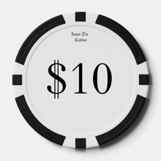 Team Six (Funny Casino Money) $10 Casino coin Poker Chips (Front)