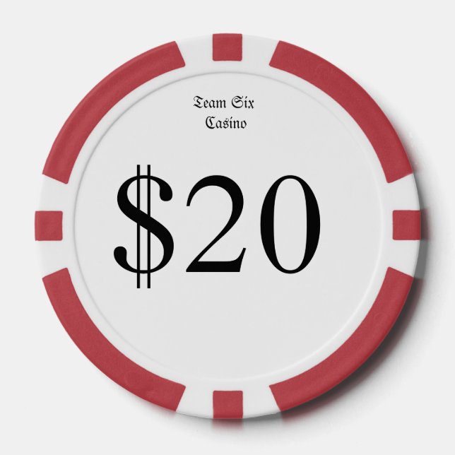 Team Six (Funny Casino Money) $20 Casino Coin Poker Chips (Front)
