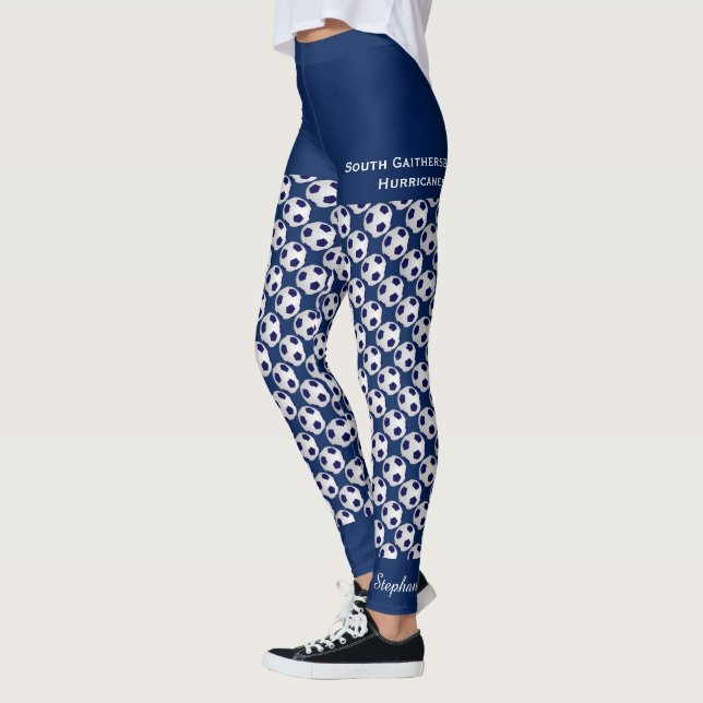 Team Soccer Ball Leggings with Fake Blue Shorts (Left)