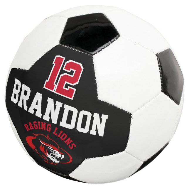 Team Soccer  Logo - Red, Black and White Soccer Ball (Three Quarter)