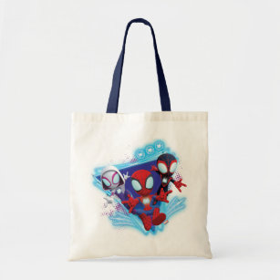 Team Spidey Triangle Glow Webs Glow Graphic Tote Bag
