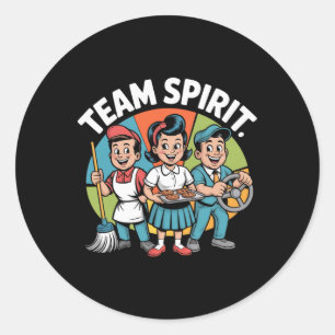 Team Spirit Back To School Retro Positive Work Cul Classic Round Sticker