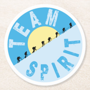 Team Spirit - Mountain Climbing Round Paper Coaster