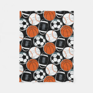Team sport balls fleece blanket