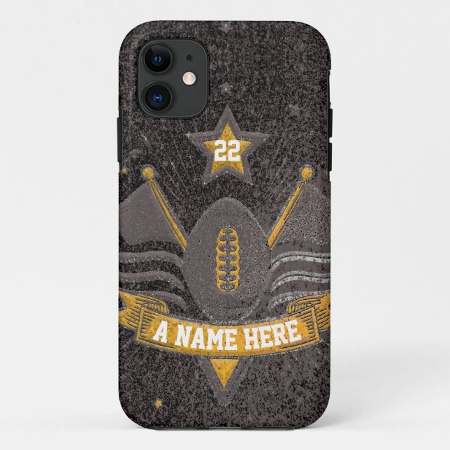 Team Sports Black & Gold Glitter College Football  Case-Mate iPhone Case (Back)
