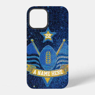 Team Sports Blue & Gold Glitter College Football iPhone 12 Case
