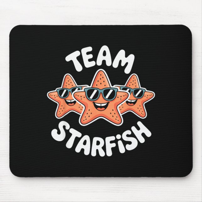 Team Starfish Cool Sungles Ocean Cartoon Crew Funn Mouse Pad (Front)
