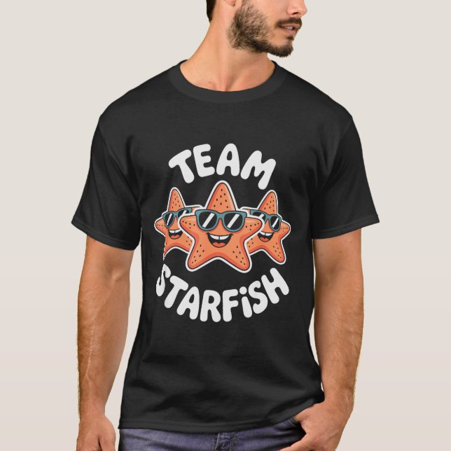 Team Starfish Cool Sungles Ocean Cartoon Crew Funn T-Shirt (Front)