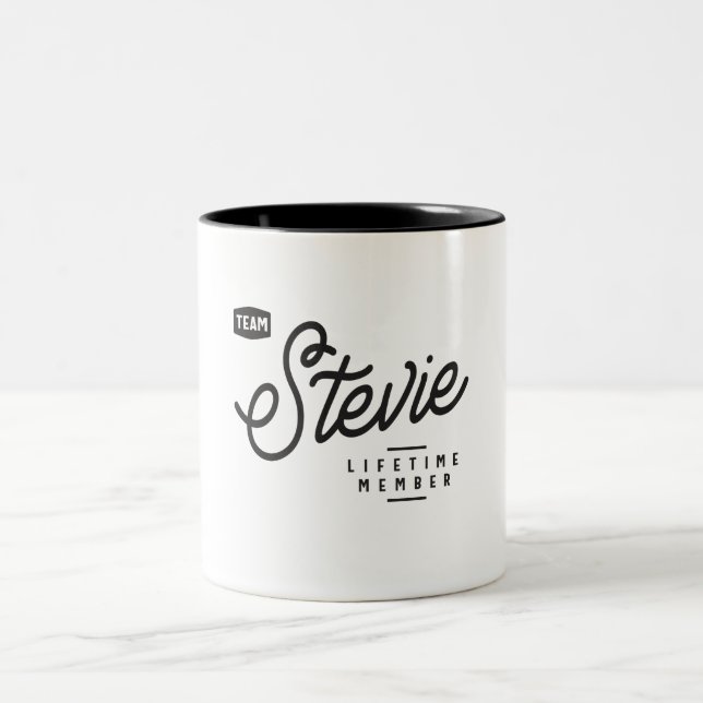 Team Stevie Lifetime Member Personalised Name Two-Tone Coffee Mug (Center)