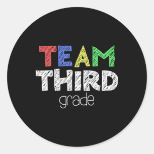 Team Third Grade 3rd Grade Byck To School Classic Round Sticker