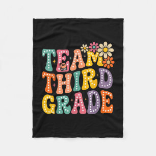 Team third grade groovy 3rd grade back to school fleece blanket