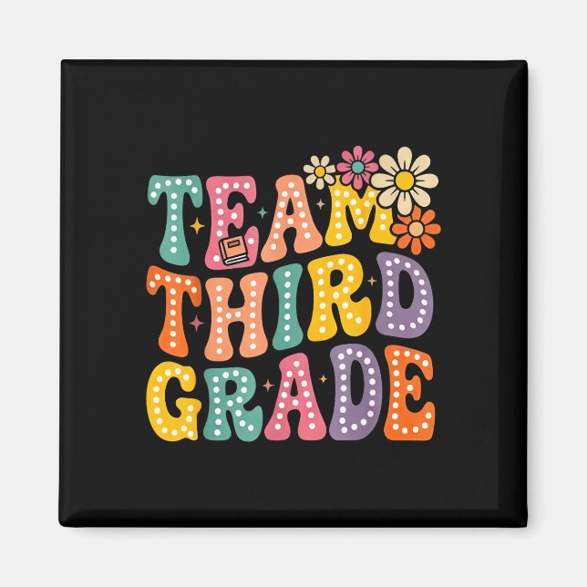 Team third grade groovy 3rd grade back to school magnet (Front)