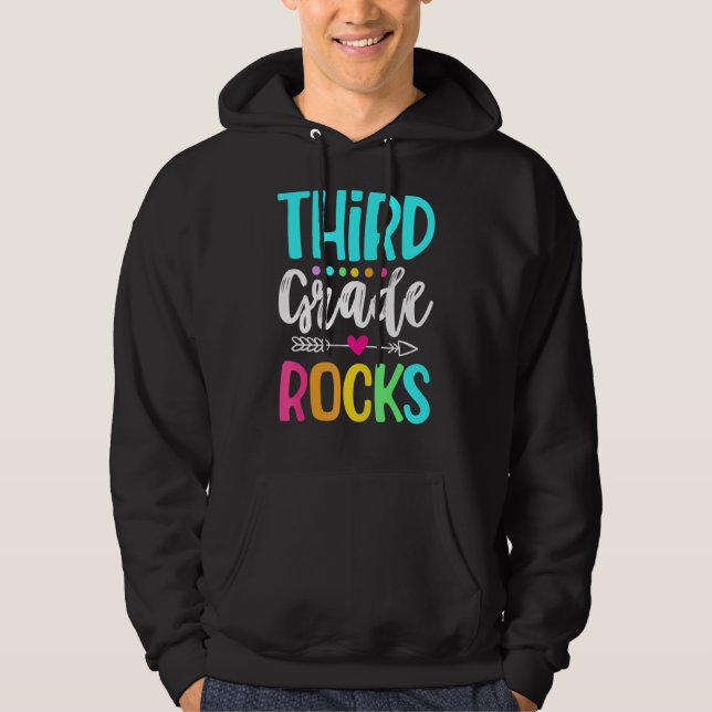Team Third Grade Hello 3rd Grade Rocks Back To Sch Hoodie (Front)