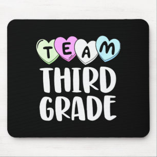 Team Third Grade Shirt 3rd Love Hearts Teacher Val Mouse Pad
