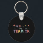 Team Tk Kindergarten Teacher Back To School Retro  Key Ring<br><div class="desc">Team Tk Kindergarten Teacher Back To School Retro Floral</div>