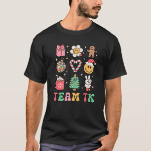 Team TK Teacher Daisy Smile Face Christmas Tree Ca T-Shirt