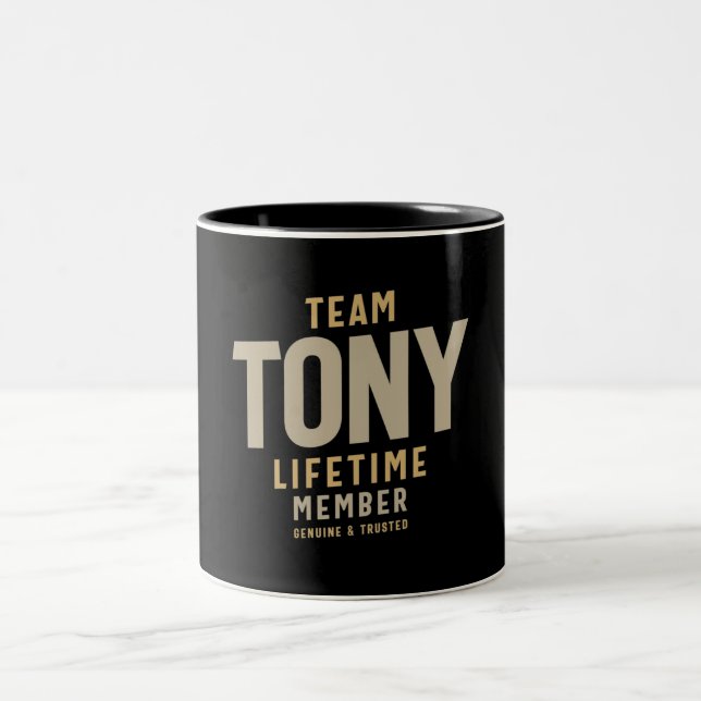 Team Tony Lifetime Member Personalised Name Two-Tone Coffee Mug (Center)