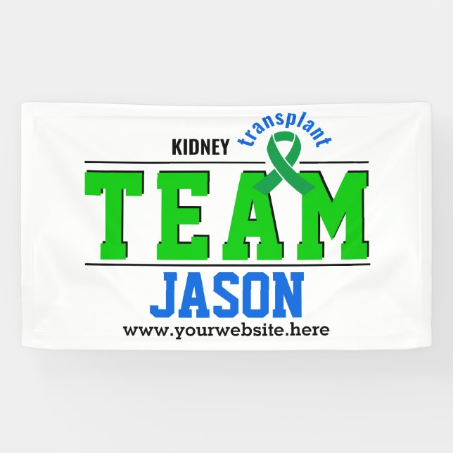 Team Transplant Sport Green Ribbon Customisable Banner (Horizontal)