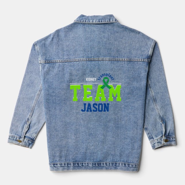 Team Transplant Sport Green Ribbon Customisable Denim Jacket (Back)