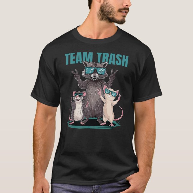 Team Trash Opossum Raccoon Rat Animals Garbage Gan T-Shirt (Front)